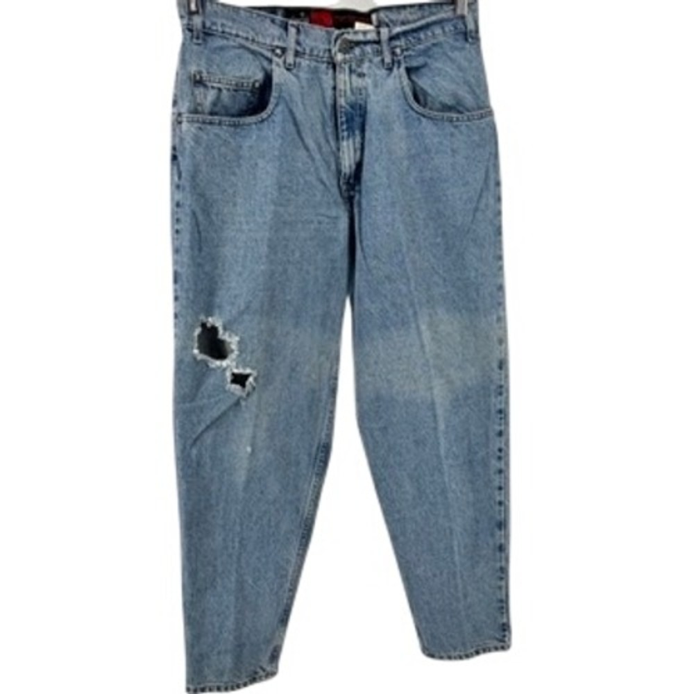 Levi's SilverTab Loose Jeans Mens 33x30 Blue Light Wash Distressed 90s Baggy